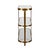 THREE TIER GLASS TOP RACETRACK CONSOLE IN ANTIQUE BRASS Info & Dimensions: Dimensions: 34.25" H x 52" W X 13.875" D...