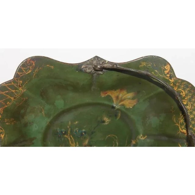 Rustic Fantastic 19th Century Hand Painted Enamel Basket For Sale - Image 3 of 6