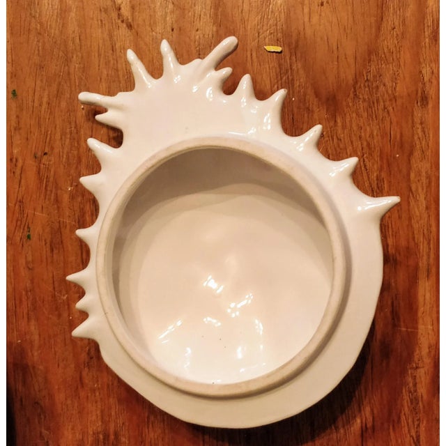 Nautical Trompe l'Oeil Italian White Majolica Crab Covered Dish Seashells For Sale - Image 3 of 13