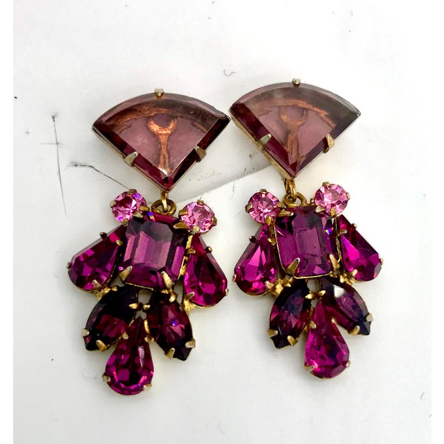 Modern 1950s Juliana D & E Polished Crystal Dangle Earrings - 2 Pieces For Sale - Image 3 of 8