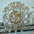 Palwa Luxe 1950's Hollywood Regency 24k Plate Frame Austrian Crystal 1/2 Orb Wall Sconces Attributed to Palwa a - Pair For Sale - Image 4 of 17