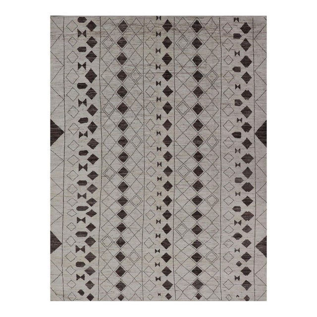 Moroccan Style Brown and Ivory Rug by Keivan Woven Arts 10'1 X 14'3 For Sale