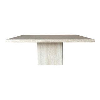 1970s Italian Postmodern Rectangular Travertine Desk , Conference, Dining Table For Sale