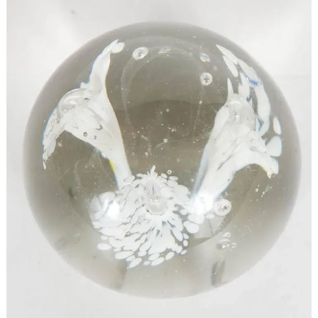 Rare elegant Murano handblown wild flower art glass paperweight. Attributed to the Fratelli Toso company. The piece has...