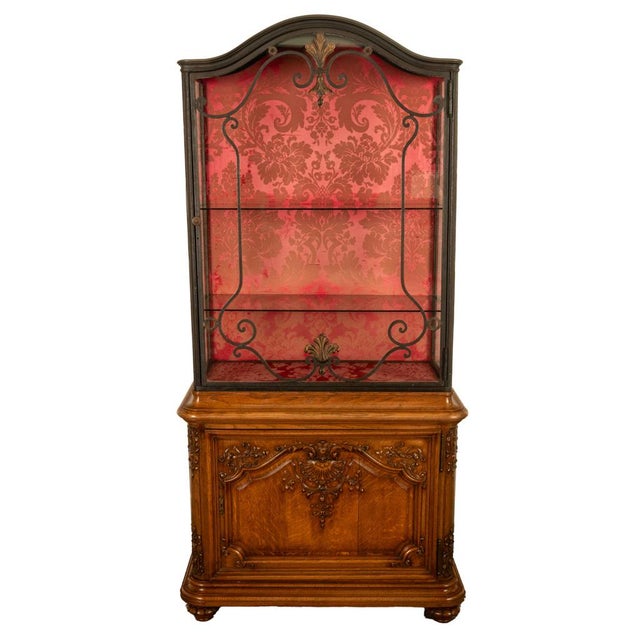 Antique French Louis Vvi Carved Oak Iron & Glass Vitrine by Maison Soubrier 1900 For Sale - Image 11 of 18