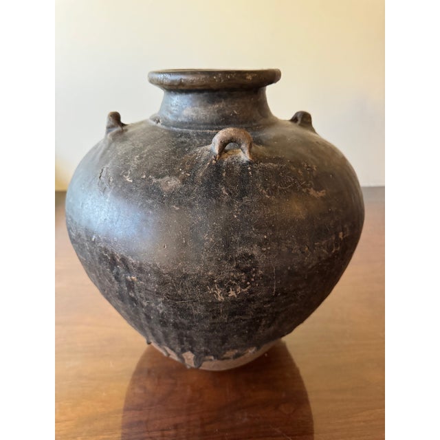 Antique Chinese Brown Martaban 16".5 Ceramic Drip Glazed Storage Jar For Sale In Minneapolis - Image 6 of 12