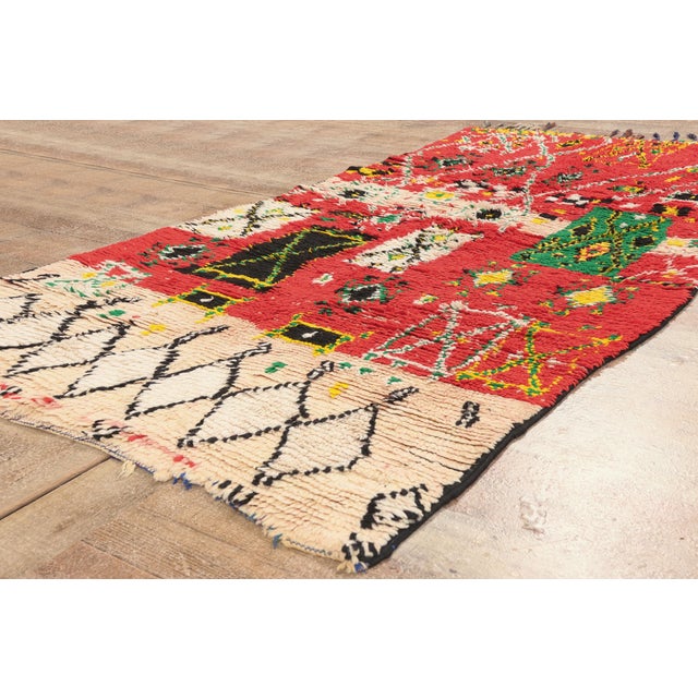 Red Vintage Boujad Moroccan Rug, 03'08 X 07'07 For Sale - Image 8 of 10
