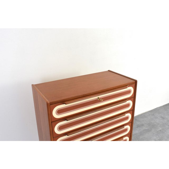 Mid-Century Modern Op-Art Hand-Painted Teak Chest of Drawers, 1960s For Sale - Image 13 of 18