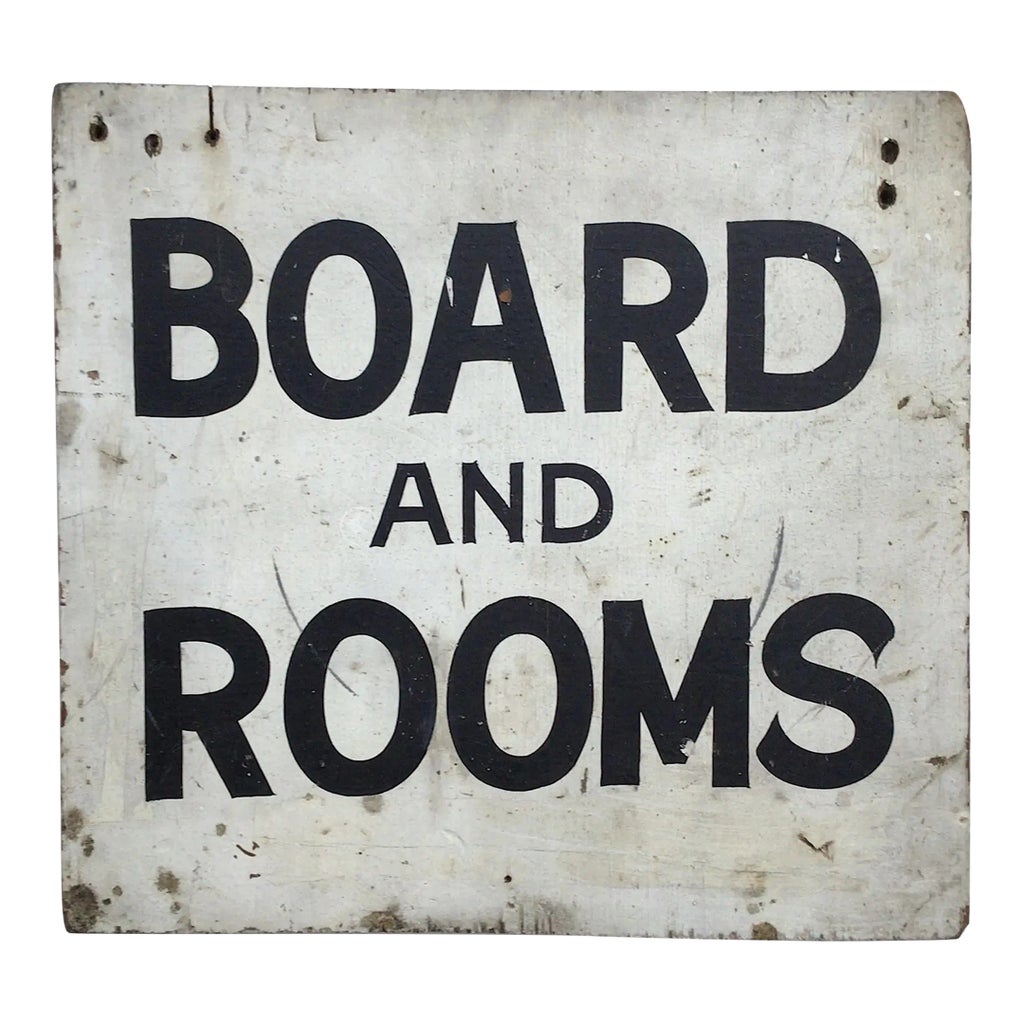 Vintage Wood Board and Rooms Sign | Chairish