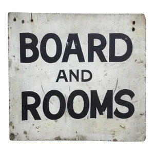 Vintage Wood Board and Rooms Sign