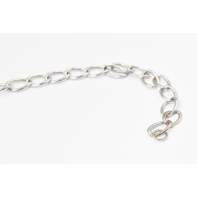 Metal Diamond Oval 18k White Gold 14" Link Choker or Collar Necklace For Sale - Image 7 of 11