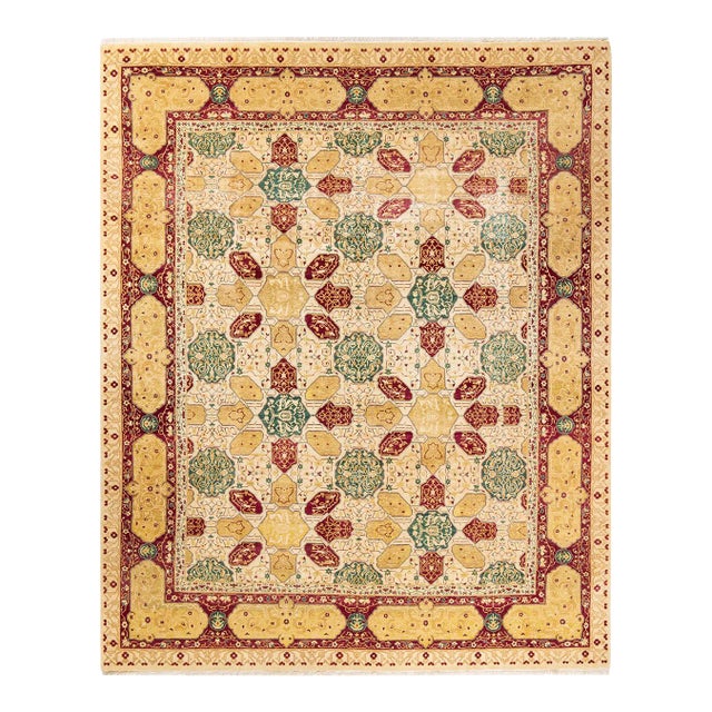 Mogul, One-of-a-Kind Hand-Knotted Area Rug in Ivory, 8' 2" x 10' 1" For Sale