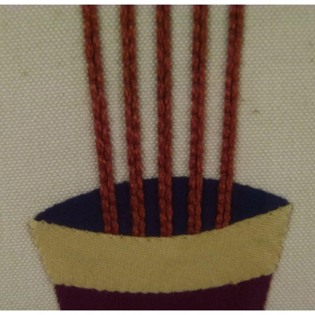 Textile Vintage Hand Made Egyptian Revival Cotton Lotus Appliqué on Linen, Framed For Sale - Image 7 of 12