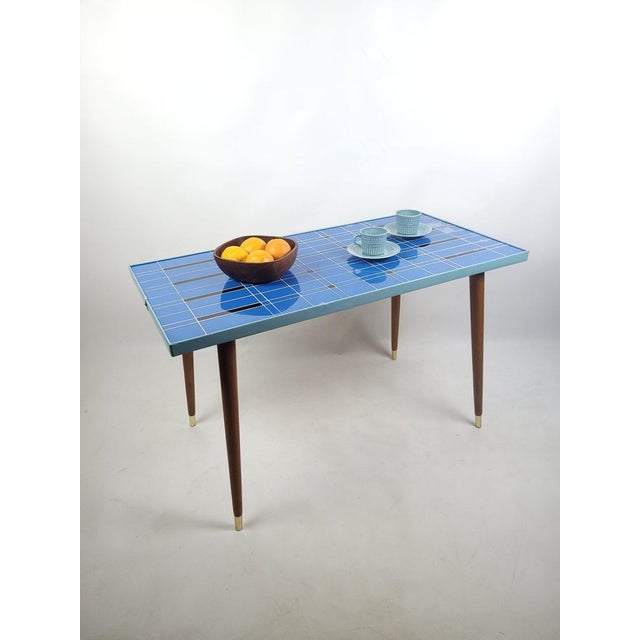Blue Vintage Rockabilly Coffee Table with Blue Finish, 1950s For Sale - Image 8 of 11