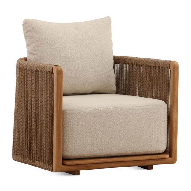 Contemporary Rope Wrapped Teak Outdoor Accent Chair For Sale - Image 3 of 6