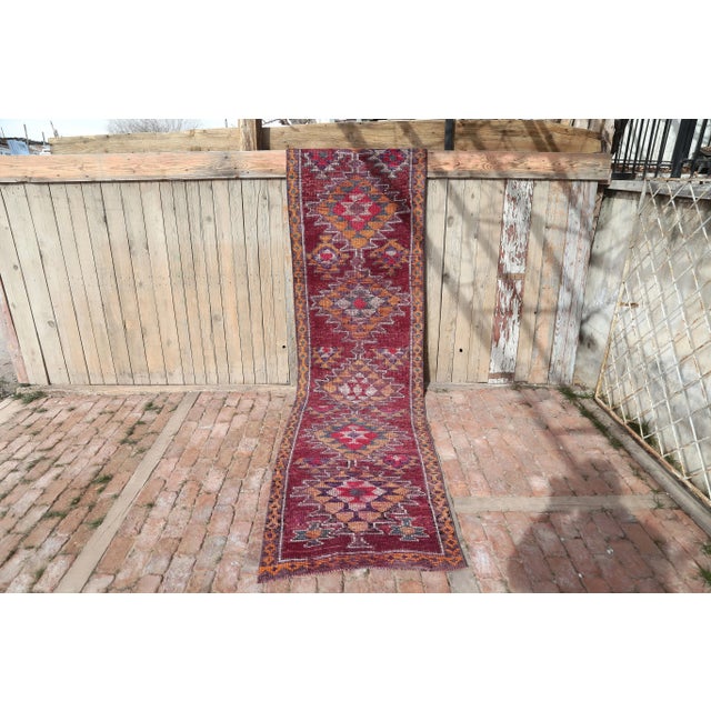 1950s 1950's Vintage Herki Hand-Knotted Hallway Runner Rug - 2′8″ × 11′9″ For Sale - Image 5 of 12