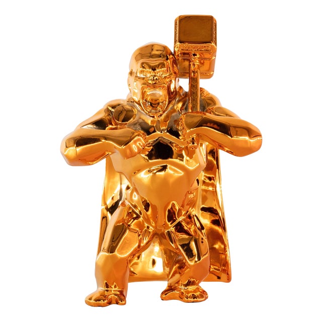 Orange Resin Hammer Kong from Richard Orlinski For Sale