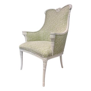 Luis XVI Carved Wood Bergere Chair For Sale