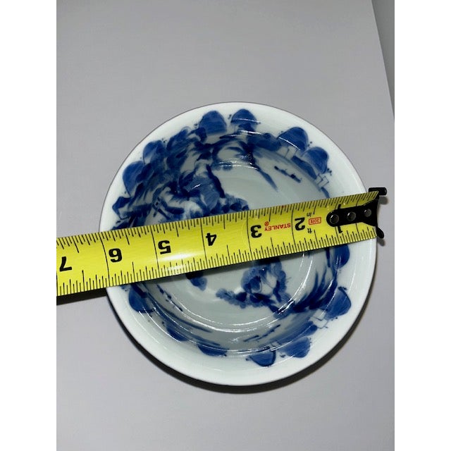 Antique Japanese Blue and White Sake Cup Washing Bowl For Sale - Image 4 of 18