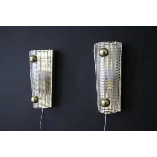 Wall Lights in Textured Murano Glass and Brass Balls, 2000, Set of 2 For Sale - Image 6 of 13