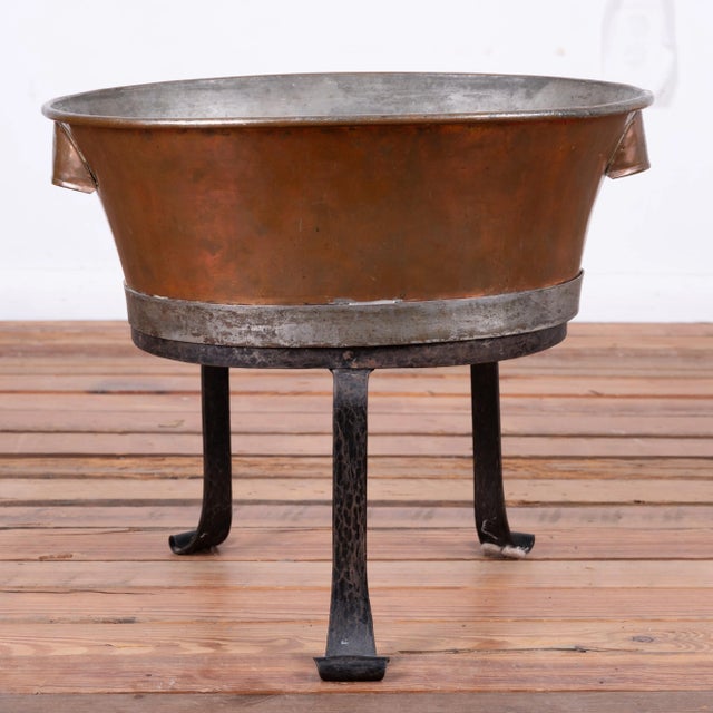 Traditional Swedish Copper Washtub on Wrought Stand, C.1890 For Sale - Image 3 of 9