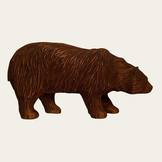 Vintage Hand carved wooden bear in the style of the Black Forrest Bear. One of a kind carving signed Dan S. Great unique...