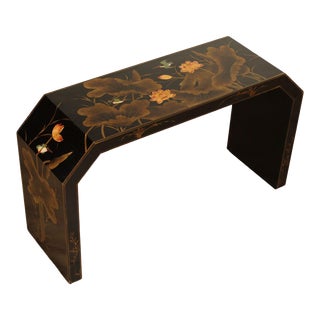Fortune Chinese Chinoiserie Lacquered Waterfall Console For Sale