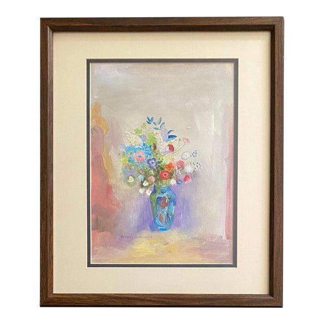 Contemporary Oil Painting Still Life Flowers, Framed For Sale