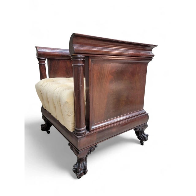 Brown Antique English Colonial Mahogany Cube Chair For Sale - Image 8 of 9