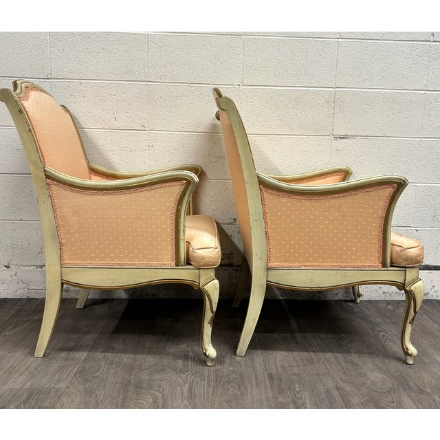 Vintage French Louis XV Style Bergere Lounge Armchairs - Pair For Sale - Image 11 of 11