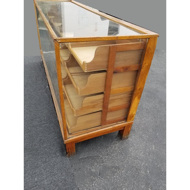 Antique Store Display Case Shop Counter Showcase W Wood and