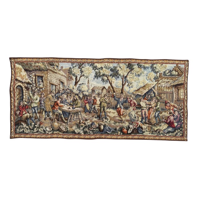 French Jacquard Tapestry with the Flemish Festival Motif in the style of Aubusson, 1970s For Sale