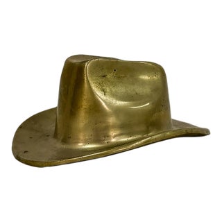 Vintage Brass Cowboy Hat Ashtray Western Decor Collectible MCM Home Decor For Sale