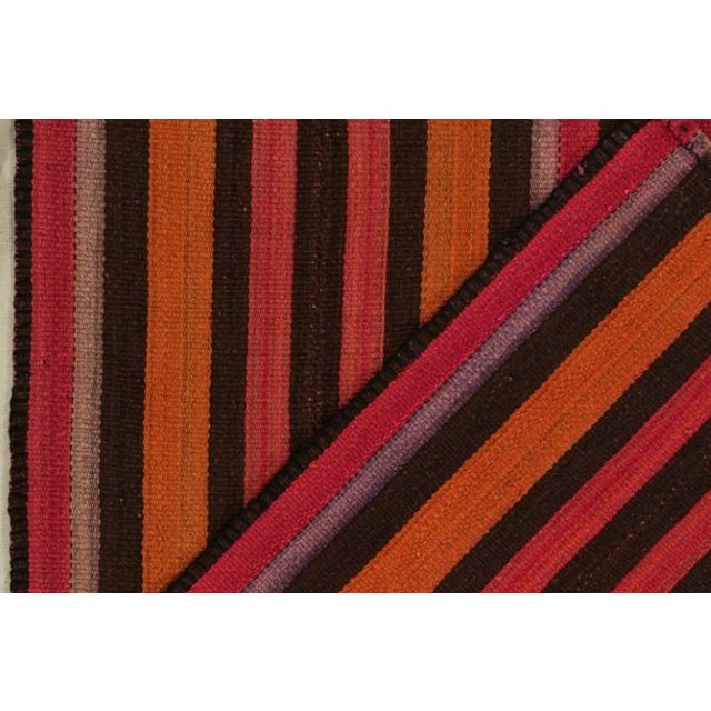 1950s 1950s Vintage Persian Kilim With Orange, Brown and Pink Stripes by Rug & Kilim - 2'8''x10' For Sale - Image 5 of 5