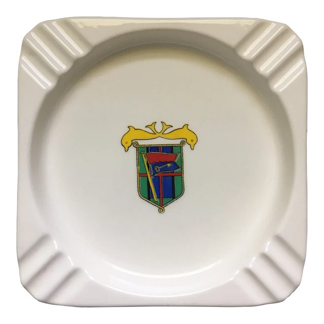 Mid 20th Century Vintage Dolphin Coat of Arms Ashtray For Sale