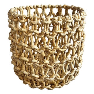 Coastal Contemporary Hyacinth Chain Basket Large For Sale