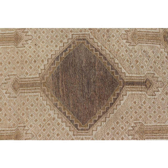 Vintage Turkish Kars Gallery Runner in Warm Taupe, Sand, and Soft Brown For Sale - Image 9 of 14