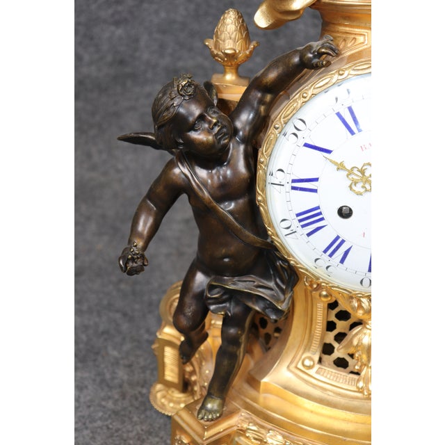 19th C. French Louis XV Style Ormolu & Bronze Clock Set by Balthazard Paris For Sale - Image 15 of 17