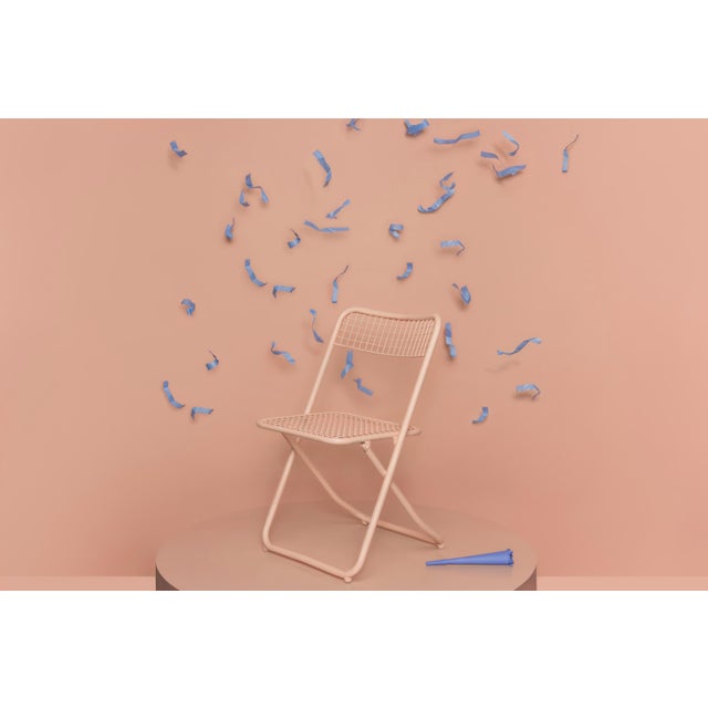 Metal New Cream White Metal Folding Chair For Sale - Image 7 of 13