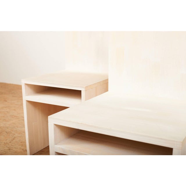 Cream Chairs in Wood Construction with Shelf and White Stained by Felice Dittli, 2006, Set of 2 For Sale - Image 8 of 13