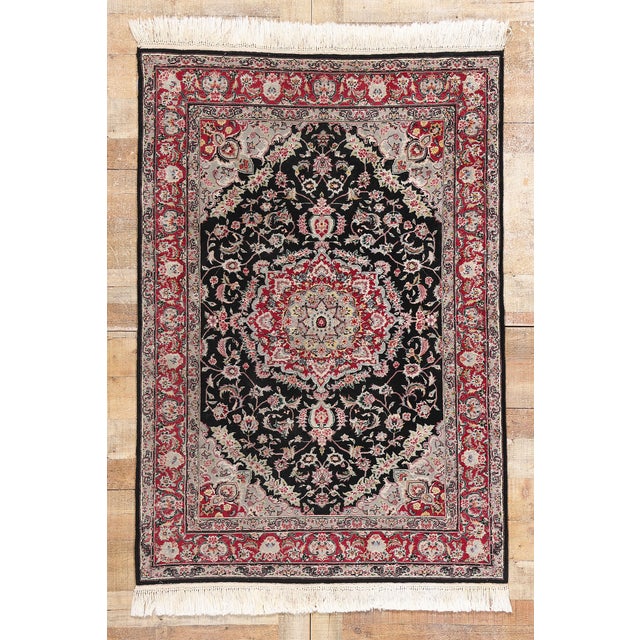 Vintage Chinese Tabriz Wool & Silk Rug - 04'00 X 05'09 For Sale - Image 9 of 9