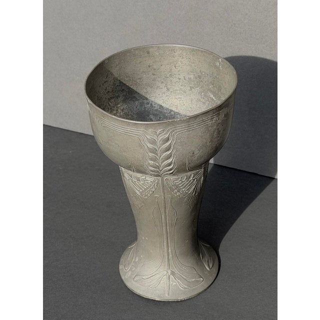 Late 19th Century Signed Kayserzinn Art Nouveau Vase Designed by Hugo Leven. For Sale - Image 5 of 12