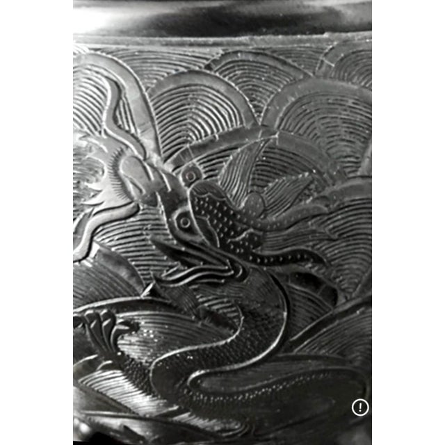 Early 20th Century Antique Chinese Bronze Ding Censer With Foo Dog Lid, Late Qing Dynasty (C. 1880–1912), 19” H For Sale - Image 5 of 7