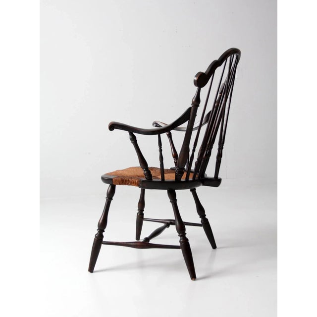 Antique Windsor Arm Chair With Rush Seat | Chairish