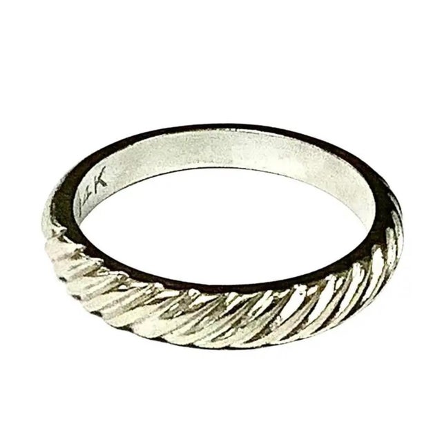 Mid 20th Century 14k White Gold Textured Band Ring For Sale - Image 5 of 5