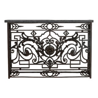 Neoclassical Wrought Iron Console With Belgian Bluestone For Sale