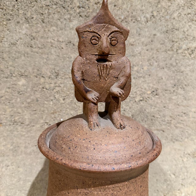 Mid-Century Modern 1950s Stoneware Pottery Cookie Jar For Sale - Image 3 of 7