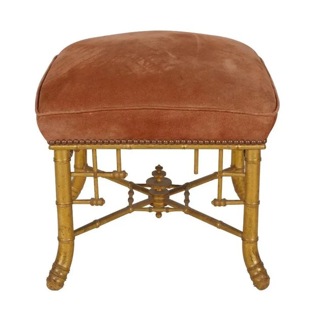 Late 19th Century Napolean III Gilt Bamboo Stool For Sale In Phoenix - Image 6 of 6