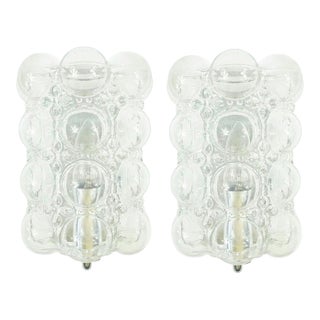 1960s Mid-Century Modern Bubble Glass Wall Lamps/Sconces by Helena Tynell for Limburg - a Pair For Sale
