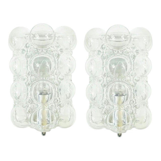 1960s Mid-Century Modern Bubble Glass Wall Lamps/Sconces by Helena Tynell for Limburg - a Pair For Sale